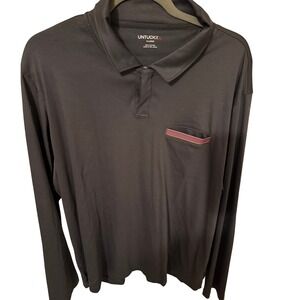 UNTUCKit Mens Long Sleeve Polo Shirt Black X‎ Large Cotton Pocket